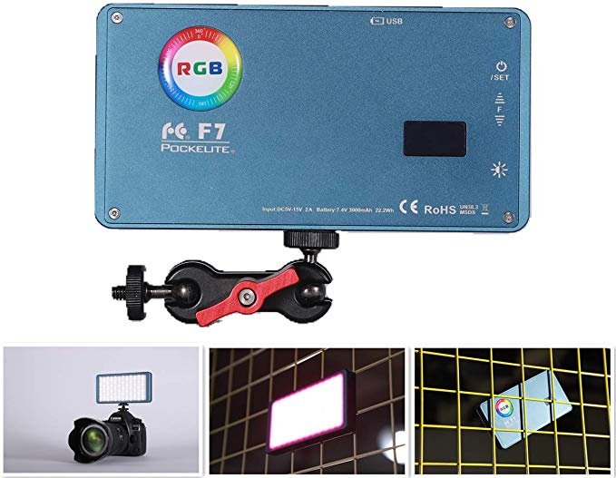 FalconEyes F7 12W RGB LED Mini 포켓 카메라 라이트 자석 흡착 기능 Bi-Color2500K-9000K CRIT97 4060LUX@0.3m