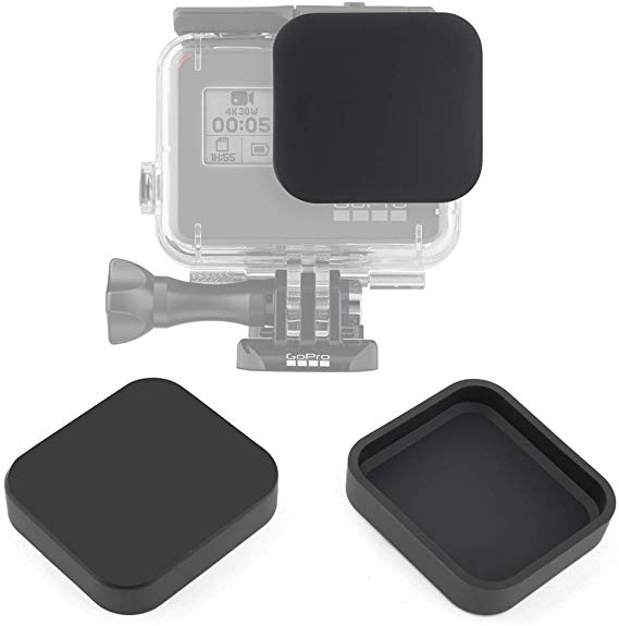 GoPro 렌즈 보호 실리콘 캡 커버 HERO 5 6 7 대응 흙과 먼지와 스크래치를 방지 블랙 실리콘 2 개 세트 (블랙)