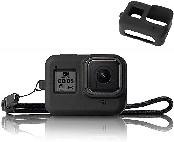 GoPro HERO 8 케이스 Freesun 좋은 실리콘 소재 GoPro HERO8 전용 보호 커버 가벼운 흠집 방지 충격 (검정)