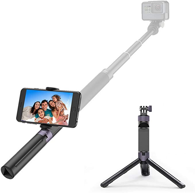 Honbobo DJI OSMO Action / GoPro Hero 6 / Hero 5 / Hero 4 대응 한 다리 겸 간이 삼각대 셀카 봉 · 1 / 4 나사 