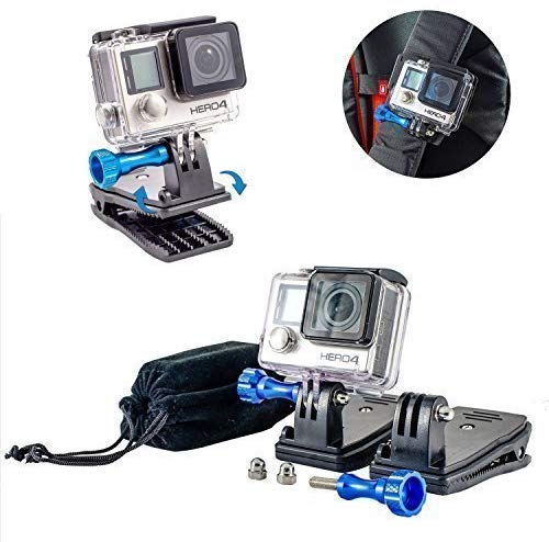 Nomadic Gear 배낭 클립 마운트 with 360 '로타리 마운트 + 메탈릭 Screws for GOPRO Hero 6 / hero5 / hero4 / H