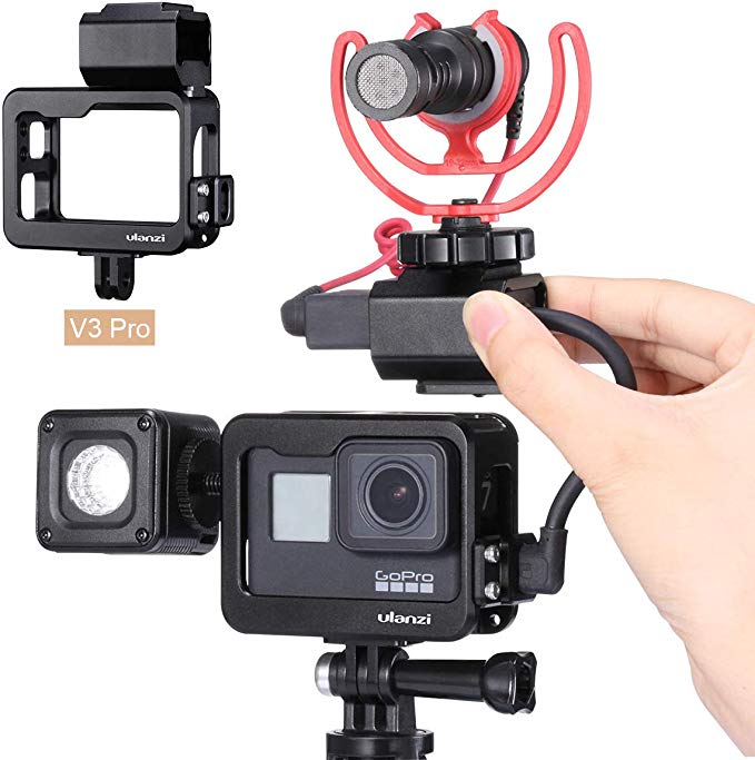 ULANZI V3 Pro Gopro 케이스와 라이트 스탠드 콜드 신발 + GoPro Hero 7 6 5 마이크 마운트 형 마이크 ​​마이크 어댑터 액션 카메라 V