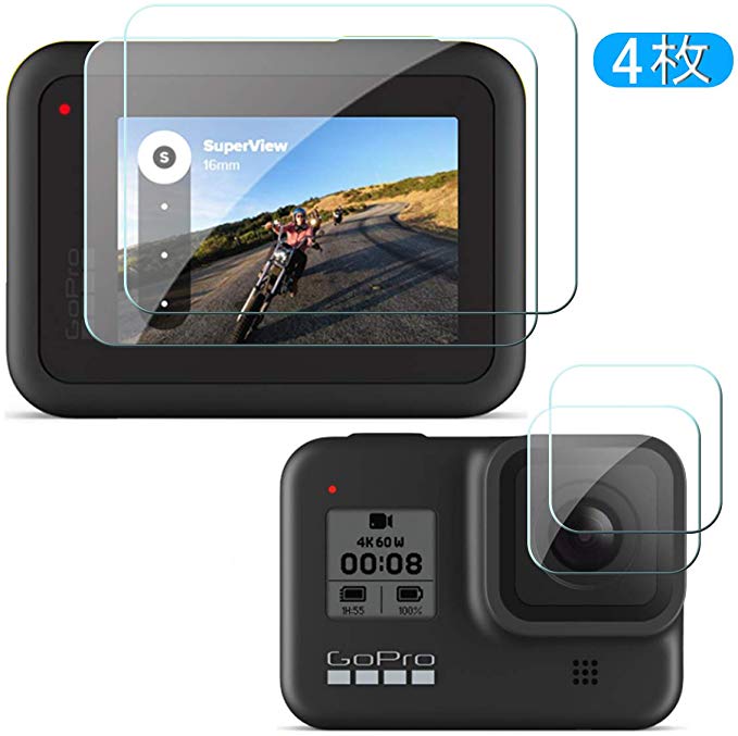 Gopro Hero8 Black 필름 Maxku Gopro Hero 8 Black 유리 필름 액정 보호 필름 경도 9H 초박형 높은 투과율 지문 기포 방지 비산 