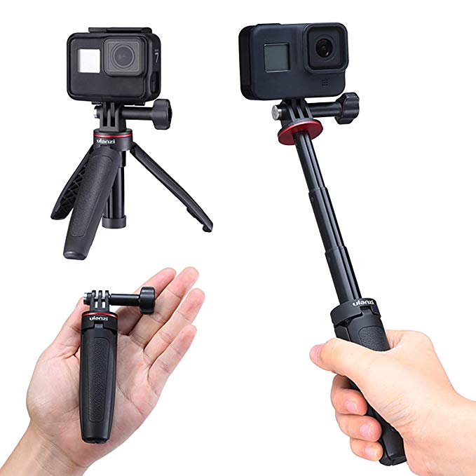 Ulanzi GoPro 삼각대 스탠드 GoPro HERO 8 BLACK 셀카 봉 GoPro 핸들 신축 확장 한 다리 경량 1/4 나사산 액션 카메라 모노 포드 삼