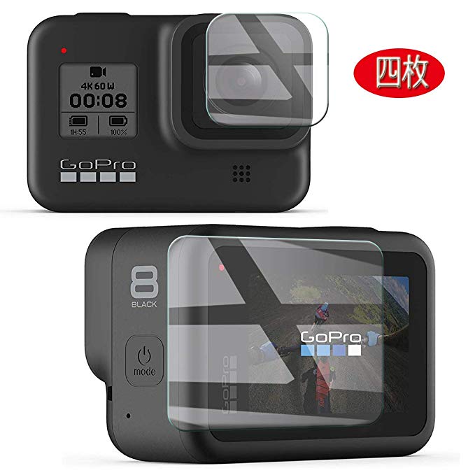 Maxku Gopro Hero8 Black 카메라 유리 필름 일본 아사히 글라스 인재 채용 높은 투과율 평면 경도 9H 비산 방지 처리 2.5D 라운드 엣지 가공