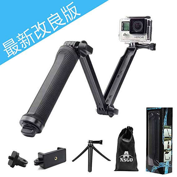 Ansgo GoPro 액세서리 3way 셀카 봉 GoPro hero7 hero6 hero5 기타 거의 모든 액션 카메라 지원