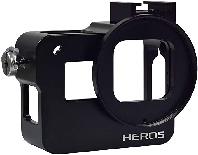 [MENGS] 알루미늄 합금 보호용 하우징 케이스 52mm의 UV 필터와 렌즈 캡 (뒤 표지 없음), Gopro Hero 5 용 - 검정