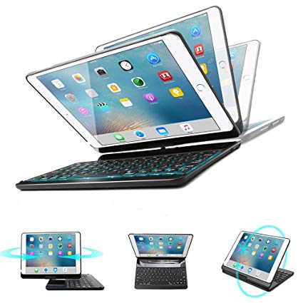 iPad 9.7 키보드 2018 Sengbrich 칠색 백라이트 360도 회전 스탠드 반전 가능 자동 정지 ipad Air2 bluetooth 키보드 ipad 9