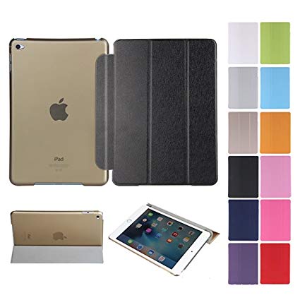 iPad mini4 케이스 잠사 단색 (pop energy) iPad Mini4 커버 가죽 PU 경량 반투명 스탠드 커버 슬림 손상 방지 자동 슬립 세 개 절 유