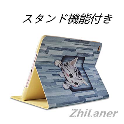 ZhiLaner iPad air 케이스 수첩 형 고양이 무늬 iPad 커버 귀여운 아이 패드 커버 인기 9.7 인치 세련된 케이스 스탠드 기능 자동 슬립 기능 (