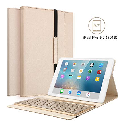 KVAGO iPad 9.7 2016 키보드 7 색 백라이트 무선 Bluetooth로 연결 고품질 PU 가죽 케이스 스탠드 기능 iPad Pro 9.7 키보드 커버