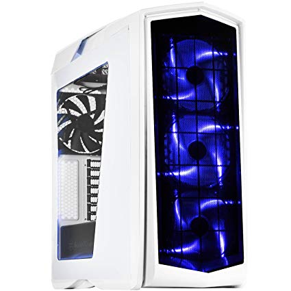 SilverStone PRIMERA 시리즈 ATX 지원 게이밍 PC 케이스 블루 LED 팬 / 스트립 탑재 아크릴 윈도우 패널 화이트 SST-PM01WA-W