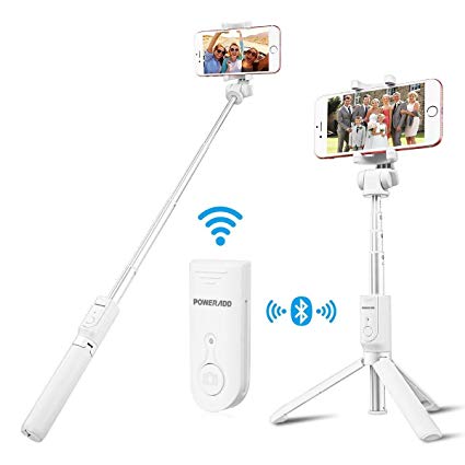 Poweradd Bluetooth 셀카 봉 셀카 막대기 무선 경량 삼각대 · 분리 가능한 무선 리모콘 셔터 버튼이 iOS / Android에도 대응 (화이트)