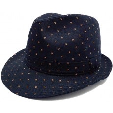 중절 모자 작은 크기 스티치 mini 도트 무늬 모자 56cm hat-1389 네이비 / 오렌지