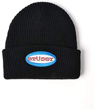 니트 모자 STUSSY OVAL PATCH CUFF BEANIE CAP 비니 남성 여성 니트 모자 [132849] [병행 수입품] 블랙