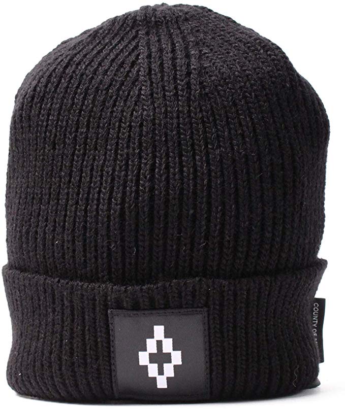 [MARCELO BURLON (마르셀로 바 론)] 니트 모자 모자 비니 블랙 Black 남성 COUNTY LOGO BEANIE COUNTY OF MILAN CML