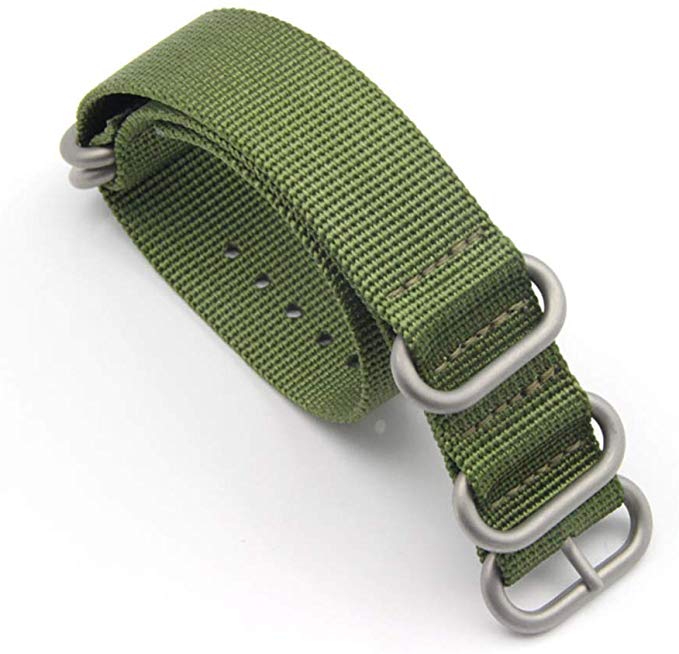 Zulu 시계 벨트 26mm 줄루 시계 밴드 NATO 타입 나일론 벨트 블랙 미정 Watchstrap 시계 스트랩 G10 (블랙) 실버 버클