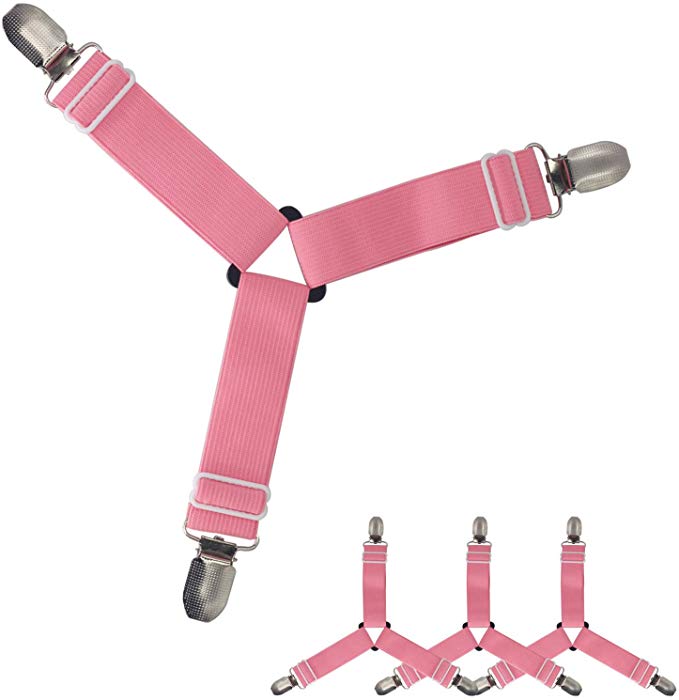 Olusar 삼각형 침대 시트 클립 조절 위화감 방지 클립 미끄럼 방지 (핑크 4) 핑크