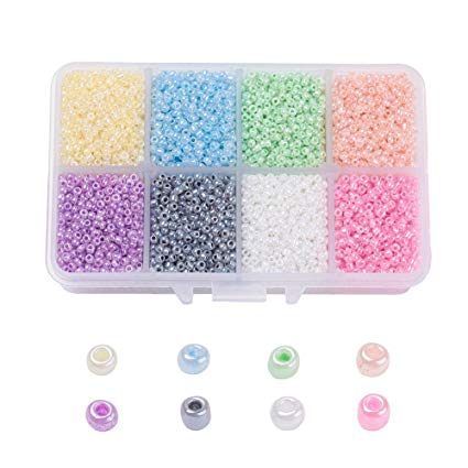 NBEADS 1 상자 8 색 (약 12500pcs) 실론 유리 루즈 비즈 팔찌 목걸이 쥬얼리 부품