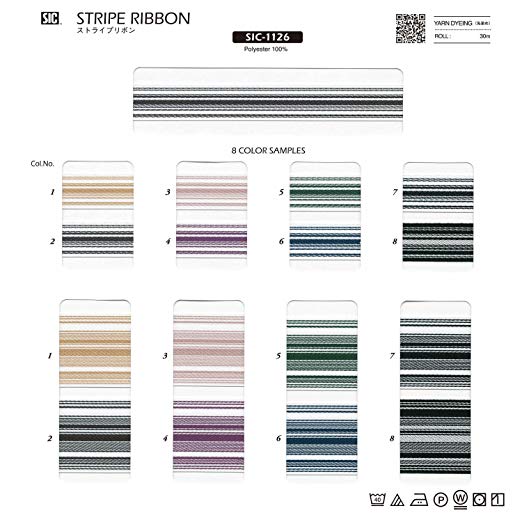 SHINDO STRIPE RIBBON 스트라이프 리본 현물있는 샘플 번호부 SIC-1126,27