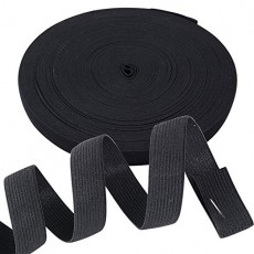 40m 평 고무 20mm 바느질 고무 직물 고무 재봉 재료 강력한 블랙 폴리 에스테르 고무 (블랙) 검정