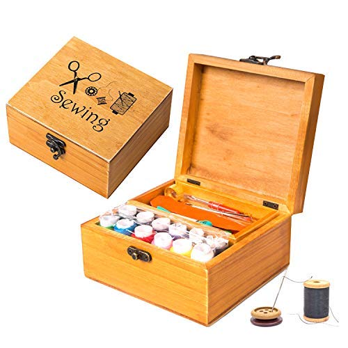 바느질 상자 세트 수예 재봉 액세서리 나무 도구 상자 (나무 상자 A)
