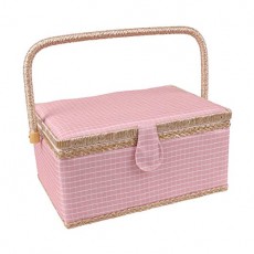 Rurumi 바느질 상자 대용량 바느질 상자 30.5 × 23 × 16cm 바느질 바구니 (핑크) 핑크