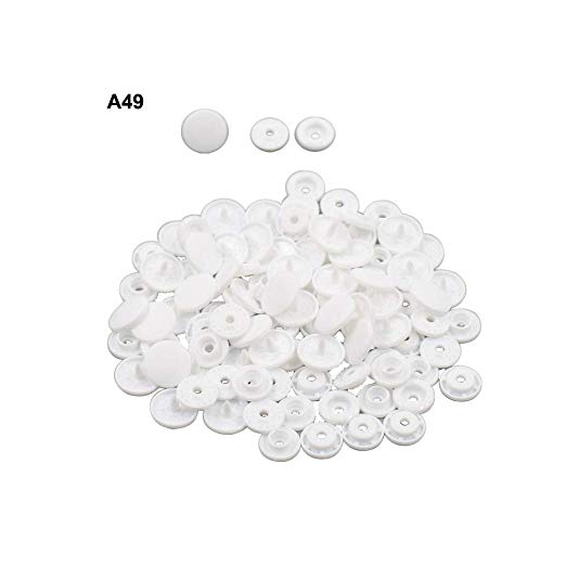 플라스틱 스냅 스냅 수예 흰색 원형 광택없는 T5 100 조 세트 베이비 전용 -A49