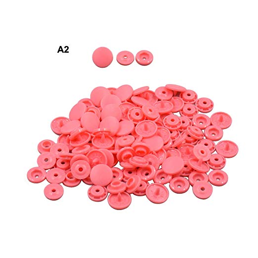 플라스틱 스냅 스냅 수예 원형 광택없는 T5 100 조 세트 네온 핑크 -A2