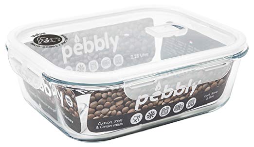 pebbly 뻬부리 유리 용기 전자 레인지 대응 붕규산 유리 / PP / 실리콘 2.25 L 클리어 PKV-2250RB