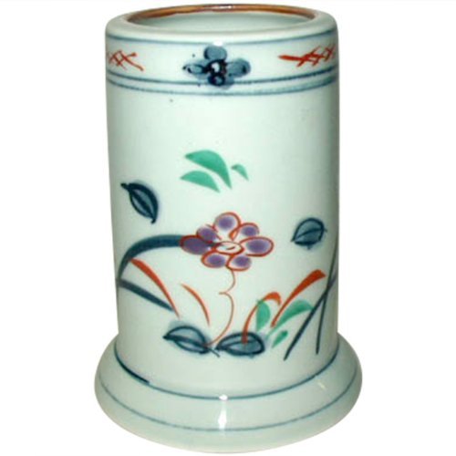 하시다 테 : 오래된 염색 꽃 젓가락 립 / 아리타 Japanese Chopstick stand Porcelain / Size (cm) Φ8.6x11.5 / No