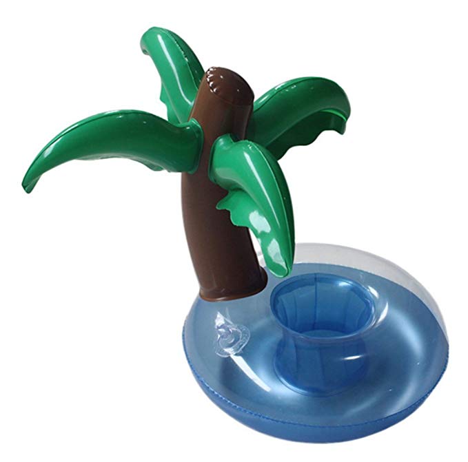 KRY 컵 튜브 물놀이 목욕 장난감 코코넛 나무 디자인 음료 컵 홀더 스마트 폰 홀더 코스터 플로트 튜브 수영장 우기원 리조트 플로팅 드링크 홀더
