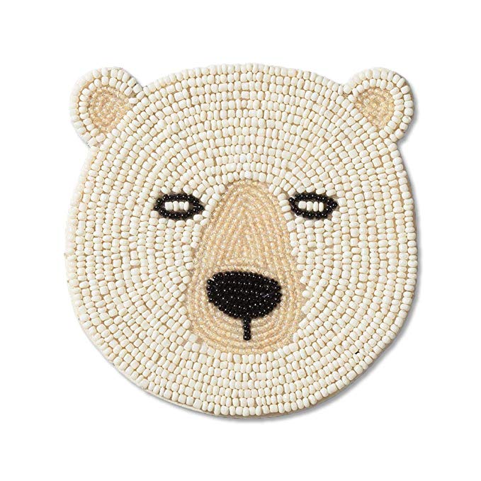 池村 상회 코스터 베이지 약 10 × 10cm 액트 비즈 베어 BEAR