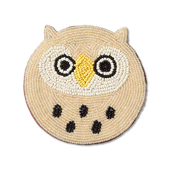 池村 상회 코스터 베이지 약 10 × 10cm 액트 비즈 올빼미 OWL