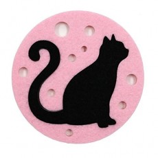 알타 핑크 약 H110 × W110 × D5mm 검은 고양이 펠트 코스터 도트 PK AR0623245