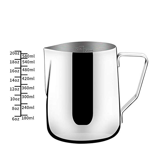 [CoLoUR] 기포 에스프레소 라떼 커피 스테인리스 주방 도구 우유 용기 우유 투수 컵 350ml \ 600ml 실버 (350ML)