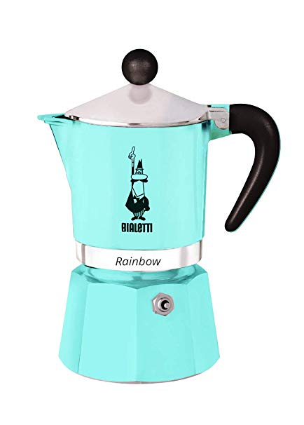 BIALETTI 직화 식 에스프레소 메이커 레인보우 라이트 블루 3 컵 용 13 × 9 × 17cm 라이트 블루