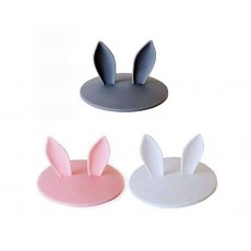 [Rurumi] 토끼 귀 머그컵 커버 3 색 3 개 세트 주방 컵 컵 실리콘 동물 뚜껑 (블랙 화이트 핑크) 블랙 화이트 핑크