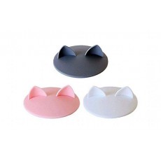 [Rurumi] 고양이 귀 머그컵 커버 3 색 3 개 세트 주방 컵 컵 실리콘 동물 뚜껑 (블랙 화이트 핑크) 블랙 화이트 핑크