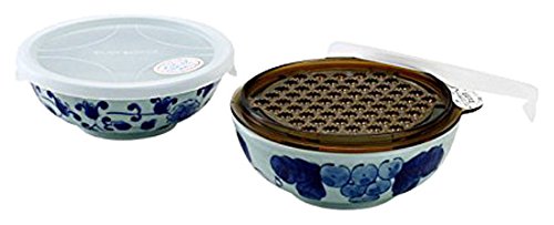 소하치 패션 : 모란 당초문 꽃 포도 쌍 비 랩 소하치 (강판 x1 포함) Japanese Pair Bowl Food storage Container with L