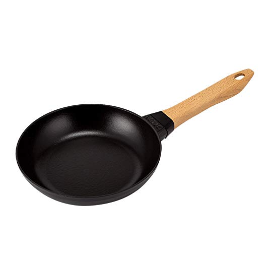 [스토우] Staub 우드 핸들 프라이팬 20cm NUEVA SARTEN MANGO DE MADERA redonda 법랑 주방 용품 40511-950 블랙 Bla