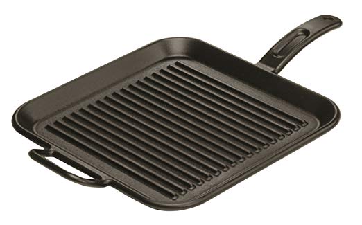 Lodge Pro-Logic P12SGR3 Pre-Seasoned Cast Iron Square Grill Pan, 12-inch by Lodge