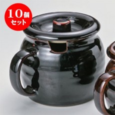 10 개 세트 항아리 검은 계약금 항아리 4 호 [10.5 x 11cm (750cc) 土物 진입있는 일식 그릇 술잔 요정 여관 업무용