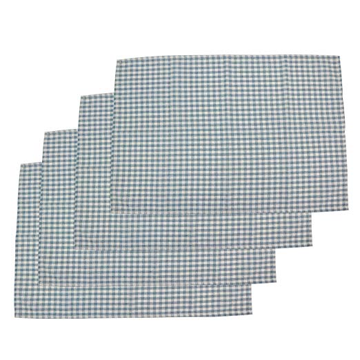Plunge forward 큰 런천 매트 깅엄 체크 무늬 런치 크로스 급식 식탁 매트 면마 소재 60㎝x40㎝ (블루) 블루