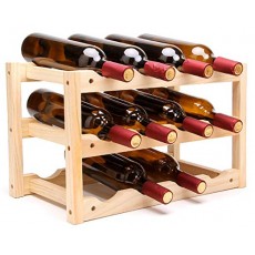 Anberotta 나무 와인 랙 적재 식 홀더 와인 샴페인 병 우드 수납 케이스 스탠드 인테리어 디스플레이 W46 (A · 12 개 수납 / 3 단) A 12 개