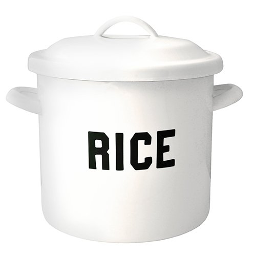 THE OLDE FARMHOUSE 올드 팜 하우스 법랑 쌀통 컵 포함 라이스 캔 라이스 스토커 RICE 5kg 9 리터 저장 용기