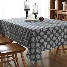 Shopdp 식탁보 식탁 커버 면마 90 % 세련된 북유럽 풍의 꽃 무늬 사각형 (트리 블랙 200 * 140) 트리 블랙