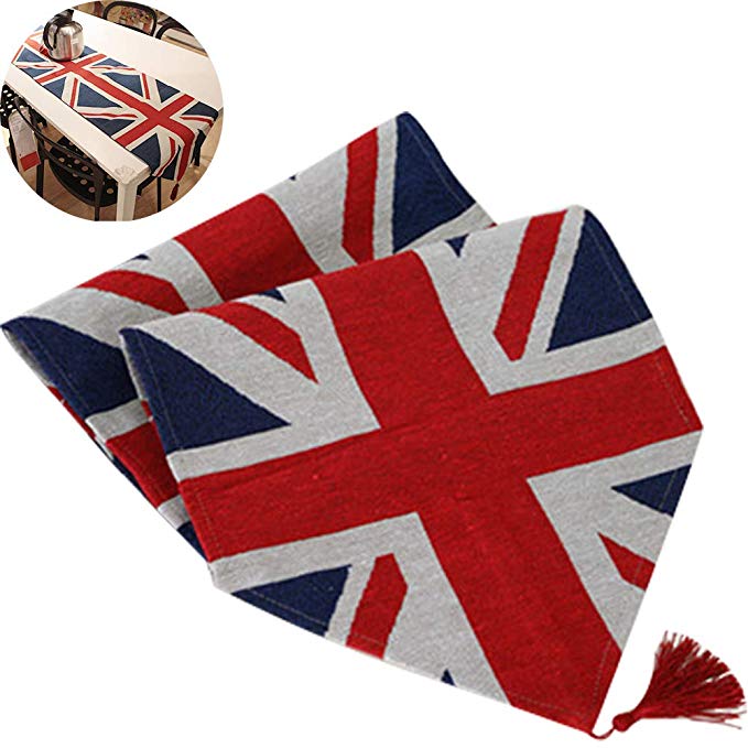 찌야미 영국 국기 무늬 홈 용품 유니온 잭 식탁보 테이블 러너 테이블 러너