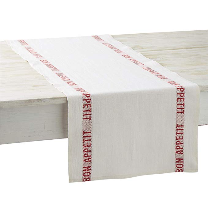 CHARVET EDITIONS 테이블 러너 화이트 / 레드 45 × 150cm 