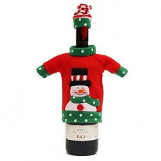 QEES 크리스마스 와인 병 장식 크리스마스 와인 와인 병 커버 크리스마스 장식 병 보호 커버 크리스마스 풍 와인 가방 병 가방 귀여운 산타와 소품 파우치 선물 
